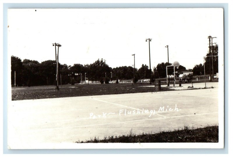 1965 A View Of Park Flushing Michigan MI RPPC Photo Posted Vintage Postcard 