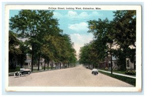 College Street Looking West Columbus Mississippi MS Postcard (BD7)