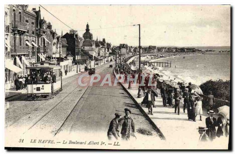 Old Postcard Le Havre Tramway Boulevard Albert 1er