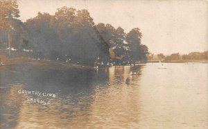 RPPC Salem OH Ohio  COUNTRY CLUB Lake~Guests On Bank COLUMBIANA CO 1909 Postcard