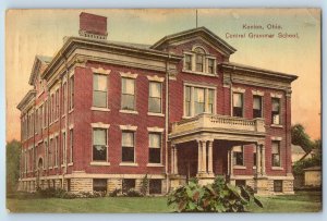 1909 Kenton Ohio Vintage Postcard Central Grammar School Building FIeld Posted