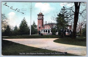 1908 OLD JOHNS HOPKINS RESIDENCE CARREL CARROLL PARK BALTIMORE MARYLAND POSTCARD