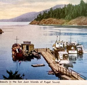 San Juan Islands Washington Postcard Puget Sound c1960-70s Armed Forces PCBG8B