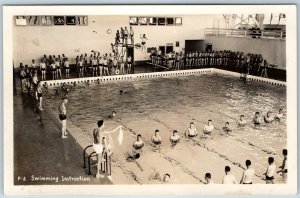 c1940s Group Young Men Swimming RPPC Instruction Real Photo Gay Interest PC A200