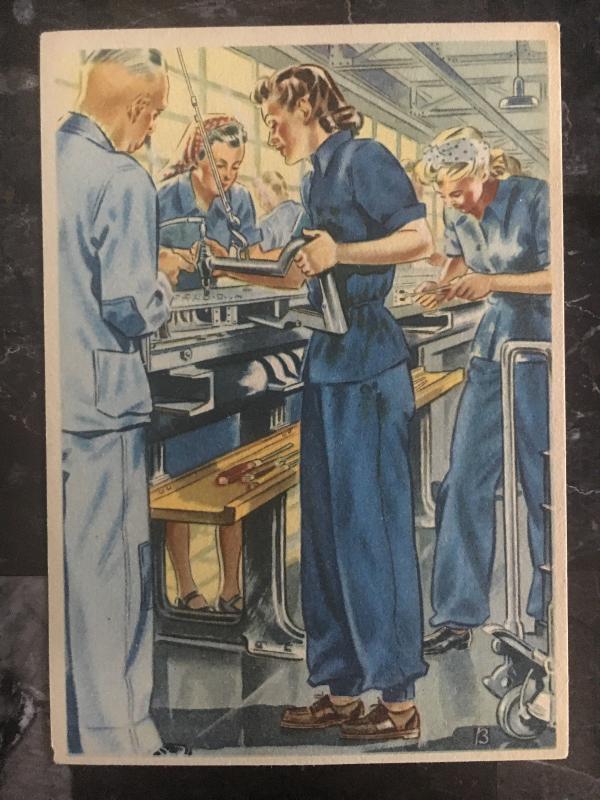 Mint WW2 Postcard Germany Army Women at War Series Working in Factory Line