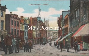 Derbyshire Postcard - Derby Corn Market. Unused  RS39652