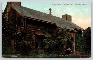 Detroit Michigan~Log Cabin @ Palmer Park~PM 1909~SH Knox & Co~Vintage Postcard