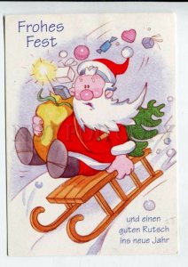 429467 GERMANY New Year SANTA w/ gifts sled special cancellation 2004 year RPPC