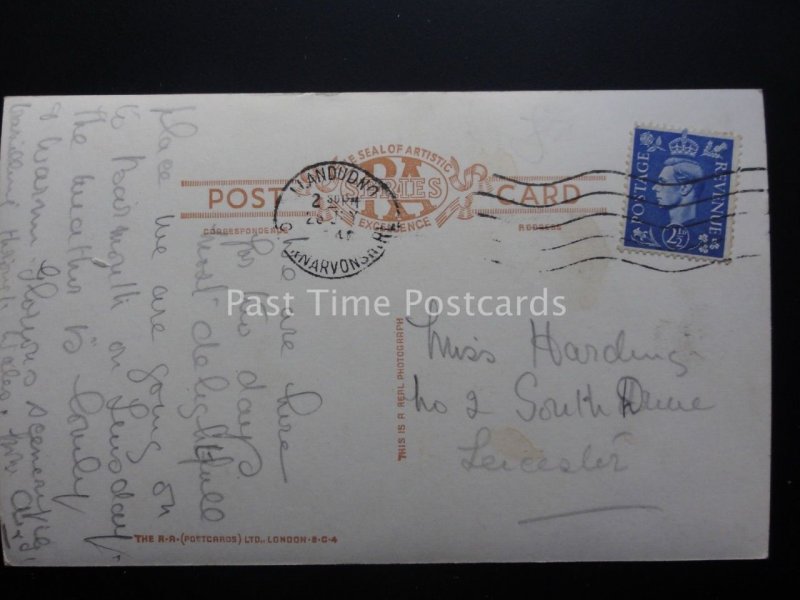 North Wales LLANDUDNO CENOTAPH & PROMENADE c1940's RP - Old Postcard