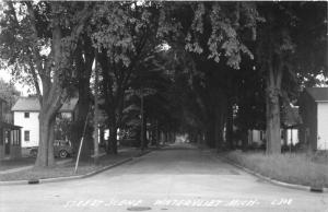 Watervliet Michigan~Residential Street Scene Shaded by Trees~1940s RPPC