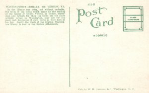 Vintage Postcard Washington's Library Mount Vernon Mansion Mt. Vernon Virginia