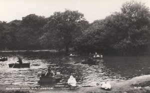 Bulrush Pond Walthamstow London Boats Vintage Real Photo Postcard