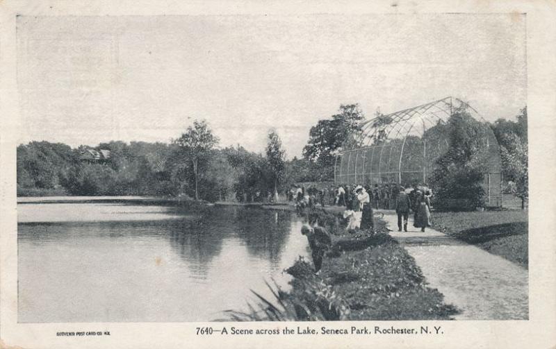 Scene along lake near Bird Cage - Seneca Park, Rochester, New York - UDB