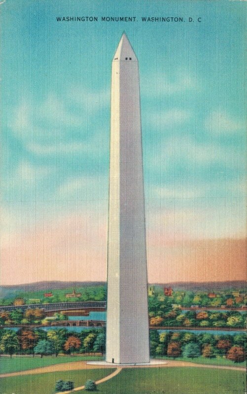 USA Washington Monument Washington D.C. Linen Vintage Postcard 07.19 