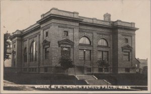 RPPC Postcard Grace ME Church Fergus Falls MN Minnesota