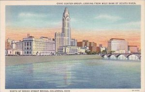 Ohio Columbus Civic Center Group Looking From West From West Bank Of Scioto R...