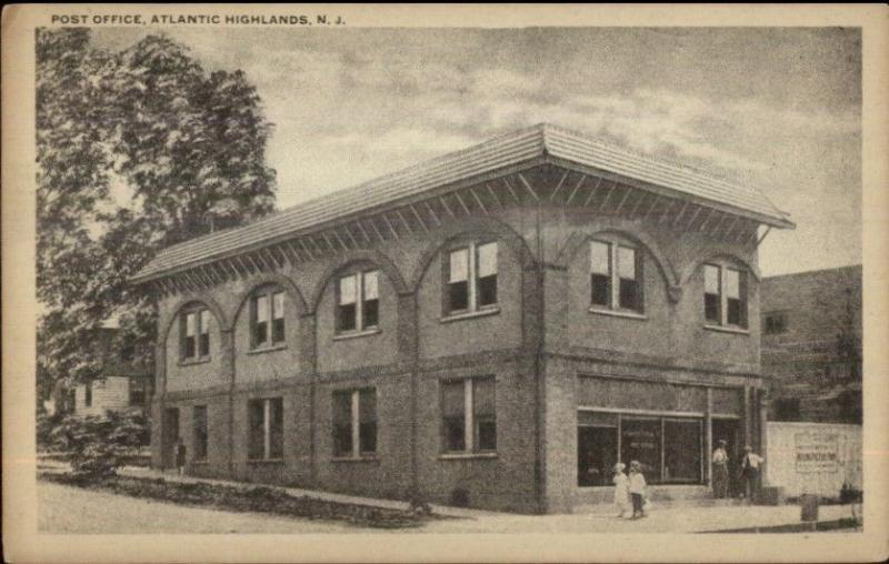 Atlantic Highlands NJ Post Office c1920 Postcard