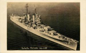 RPPC Postcard Navy Ship USS Toledo CA-133 Heavy Cruiser unposted