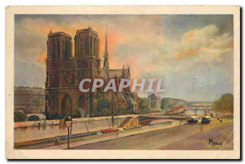 Old Postcard The Small Paintings of Paris Notre Dame and the Seine river view...