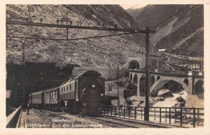Goschenen Train Switzerland Gotthard Tunnel Real Photo Vintage Postcard AA41925