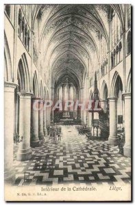 Belgie Belgium Liege Old Postcard Interior of the cathedral