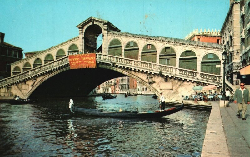 Vintage Postcard Venezia Realto Bridge Oldest Arch Bridge in Venice Italy