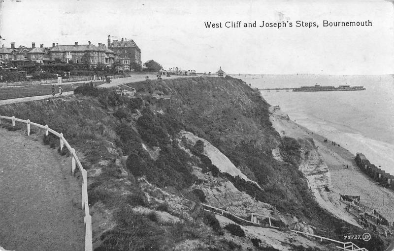 uk18062 west cliff and josephs steps  bournemouth real photo uk