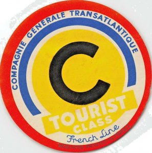 COMPAGNIE GENERALE TRANSATALANTIQUE-FRENCH LINE-TOURIST CLASS DECAL 1950-60s