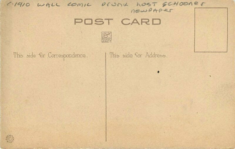 C-1910 Wall Comic Drunk Host Schooner Newspaper Postcard 22-1312