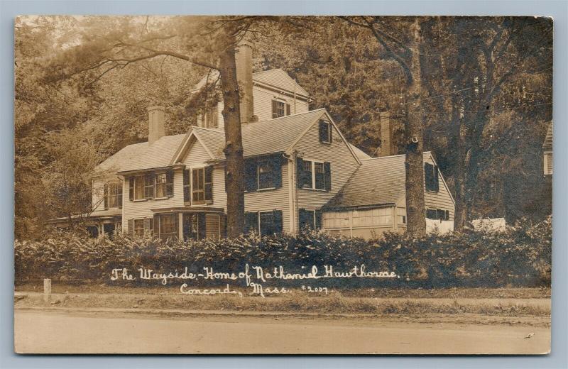 CONCORD MA WAYSIDE HOME of NATHANIEL HAWTHORNE ANTIQUE REAL PHOTO POSTCARD RPPC 