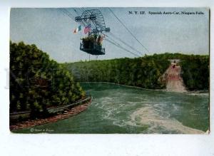 203345 US Flag Spanish aerocar Niagara Falls Vintage RPPC