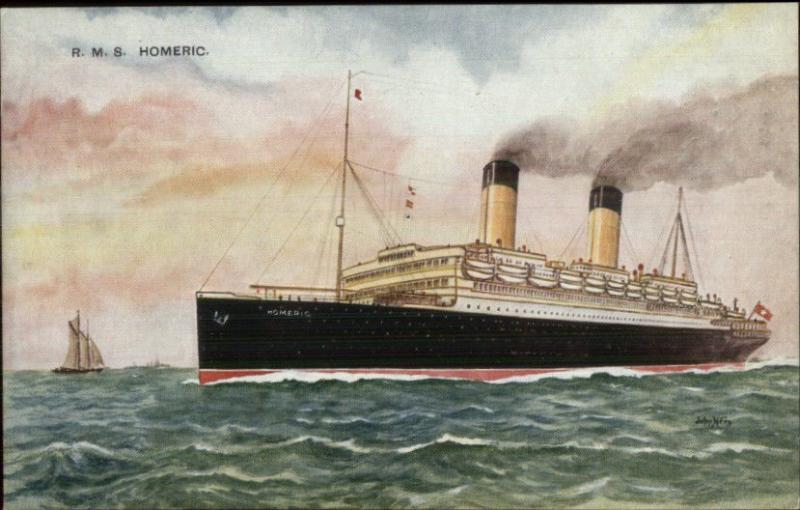 Steamer Steamship Ocean Liner RMS Homeric c1910 Postcard