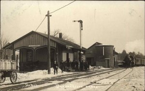 Bernardston Massachusetts MA RR Depot Train Station c1910 Real Photo Postcard