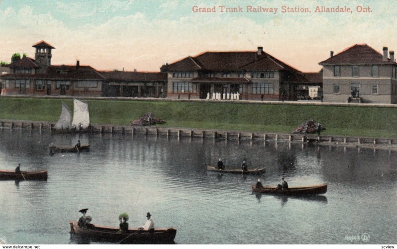 ALLANDALE , Ontario , Canada , 1909 ; Grand Trunk Railroad Train Station