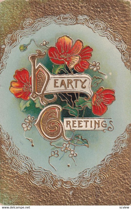 HEARTY GREETINGS, Gold details & Pansies, PU-1910