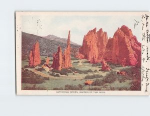 Postcard Cathedral Spires Garden Of The Gods Colorado Springs Colorado USA
