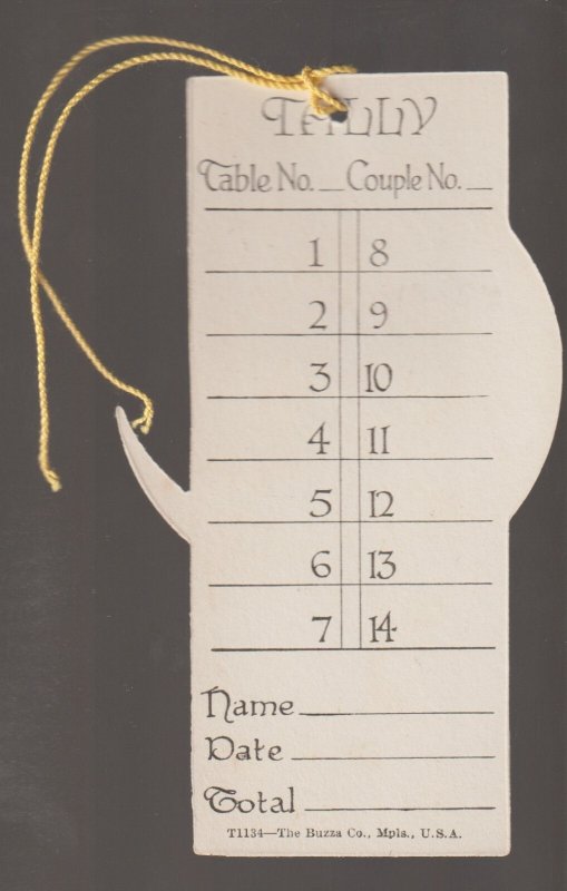 Vintage HALLOWEEN c1920 BRIDGE TALLY Moon HARLEQUIN JOL Buzza Co.  Ex Carpentier