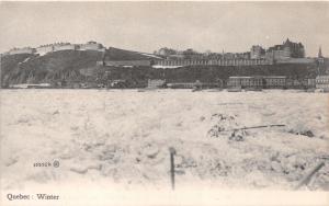 QUEBEC CANADA IN WINTER~FROZEN  ST LAWRENCE RIVER POSTCARD 1910s