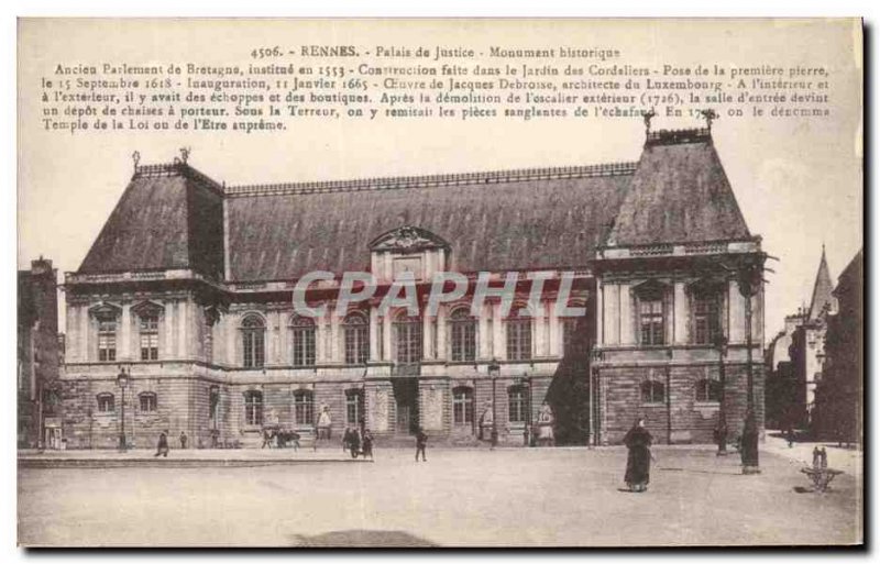 Postcard Old Rennes Fresco Grand Escaller of The City Hotel