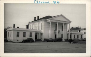 Clayton AL Cars & Courthouse Real Photo Postcard