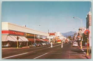 Redding California~Woolworth Co.~J.C. Penney~Tow Truck~Neon Sign~50s Cars~1950s 