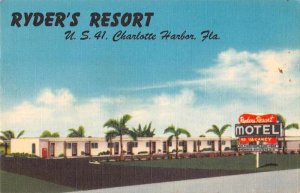 Charlotte Harbor Florida birds eye view Ryder's Resort antique pc BB2796