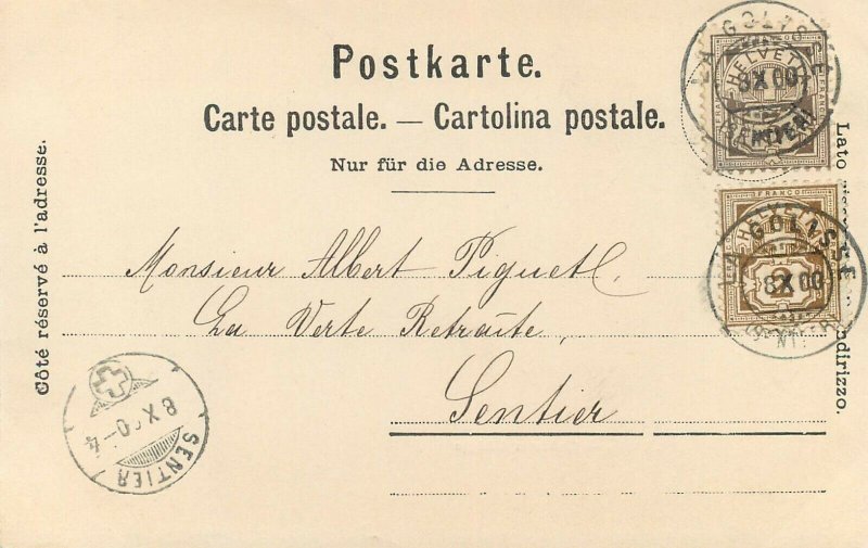 Suisse Chateau d`Aigle corespondence Golisse - Sentier 1900 timbre cote rare