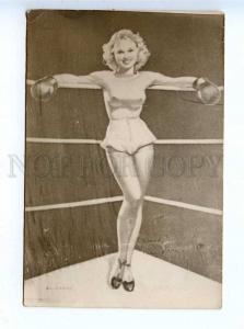 195980 BOXING PinUp girl Vintage photo postcard