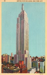 Vintage Postcard 1920's Empire State Tallest Building and Midtown New York NY