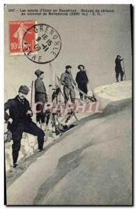 Old Postcard of Sports & # 39hiver Dauphine skiing Group of skiers on the top...