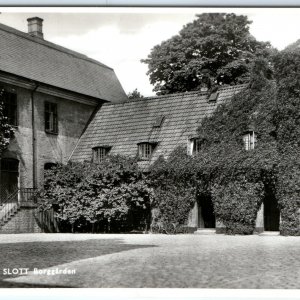 c1920s Halmstad, Sweden RPPC Castle Borggarden Courtyard Ivy Covered Fort A348