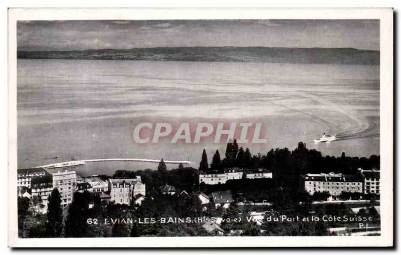 Old Postcard Evian Les Bains View of the Port and the Swiss Riviera