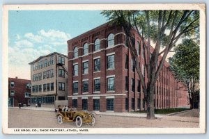 Athol Massachusetts MA Postcard Lee Bros Shoe Factory Building Classic Car c1920