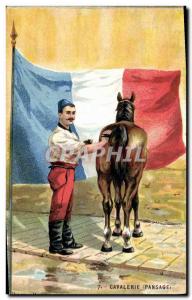 Old Postcard Horse Riding Equestrian Cavalry Grooming